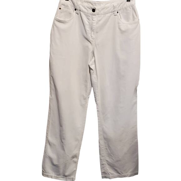 Rafaella White Corduroy Flare Baggy High Rise Pants Size 8 - Picture 1 of 6